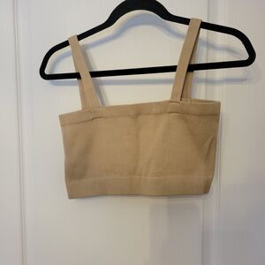 Dynamite Tan Ribbed Crop Top